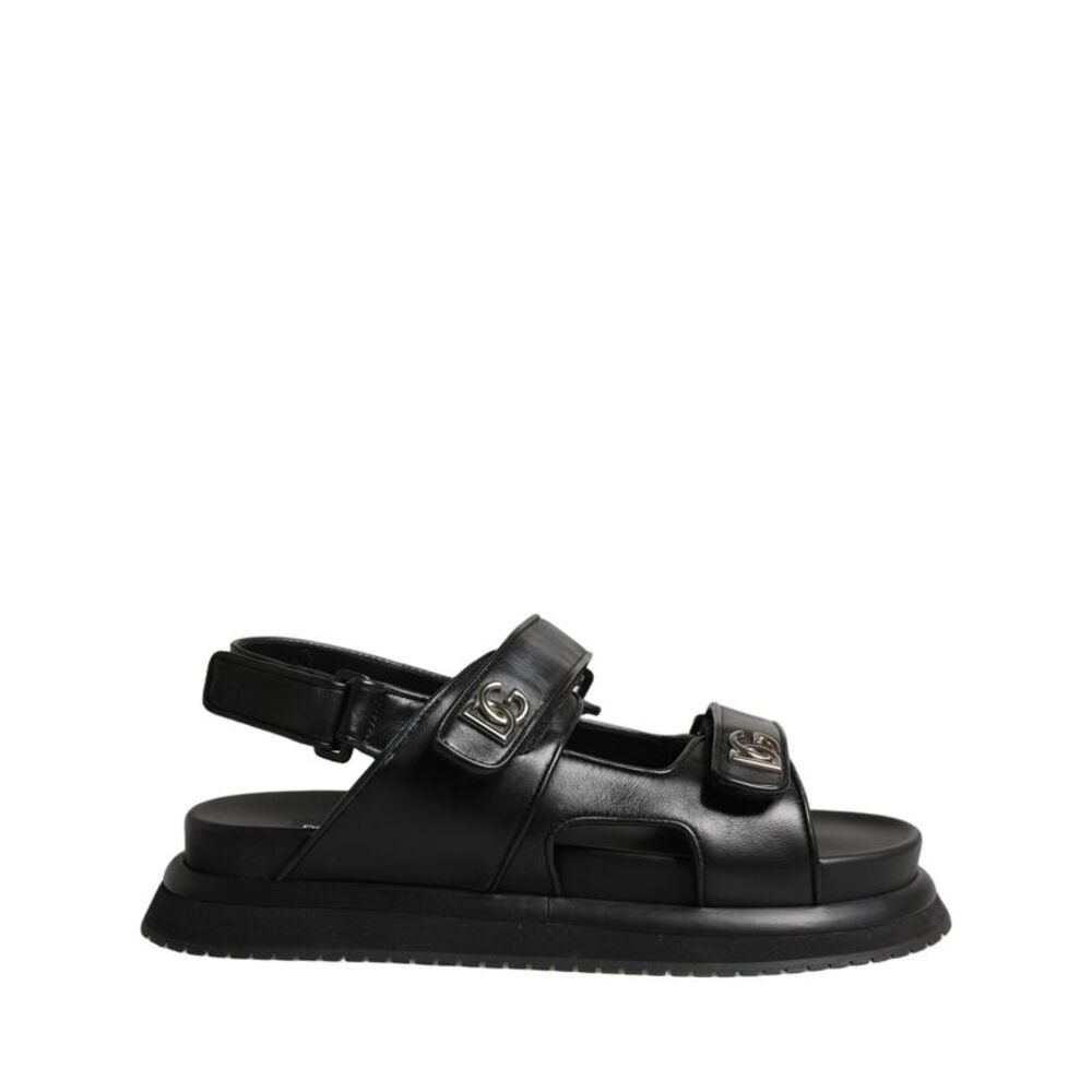 Dolce & Gabbana Black DG Logo Sandals Flats Slippers Men's Shoes